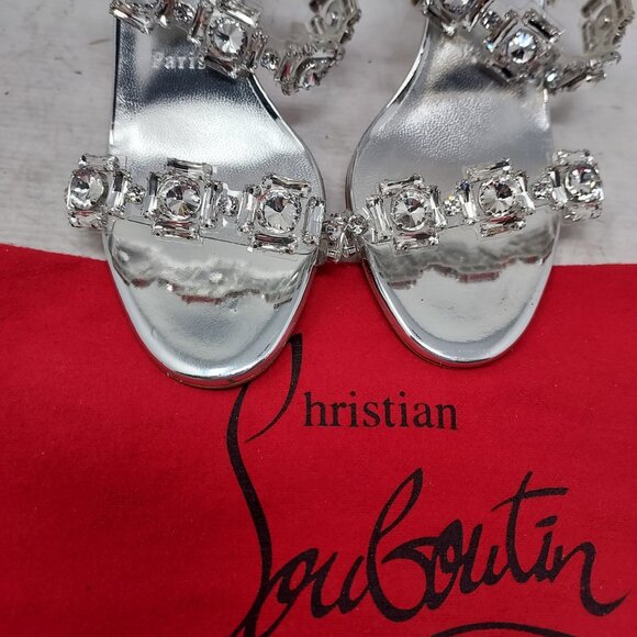 Christian Louboutin Just Jewel Silver Bridal Wedding PVC Heel Sandal - Picture 9 of 13